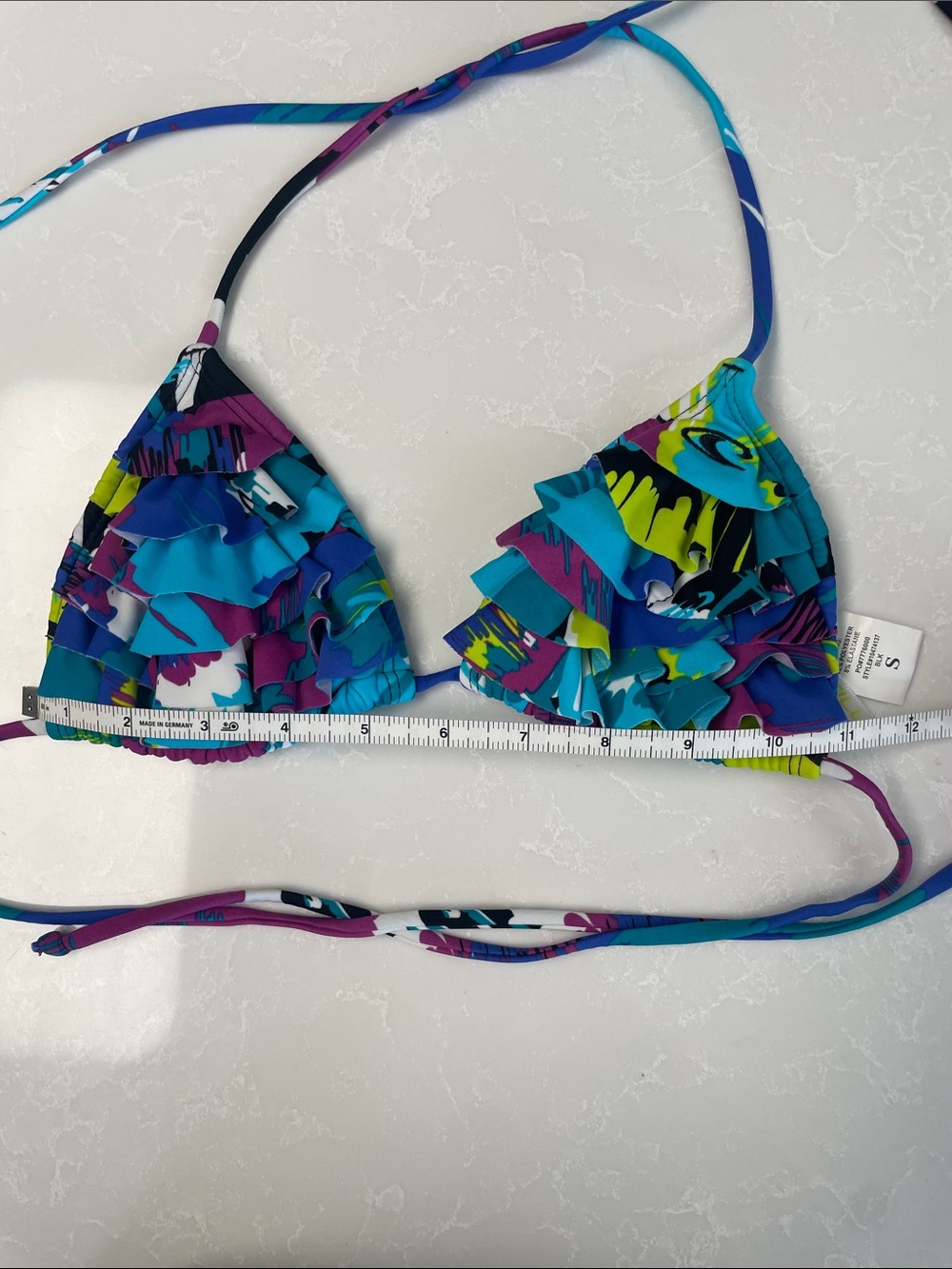 Y2k Colorful Ruffle Adjustable Bikini Top - Picture 3 of 5